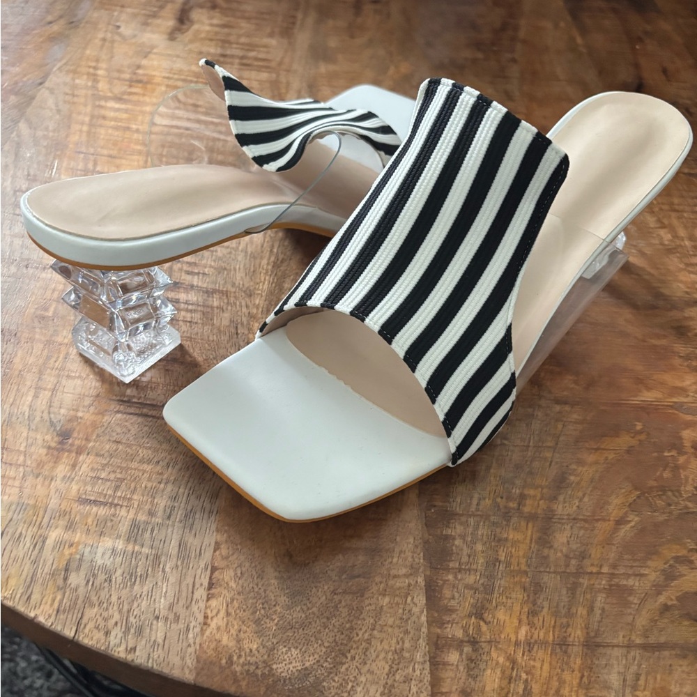 Striped Black and White Women's Sandals